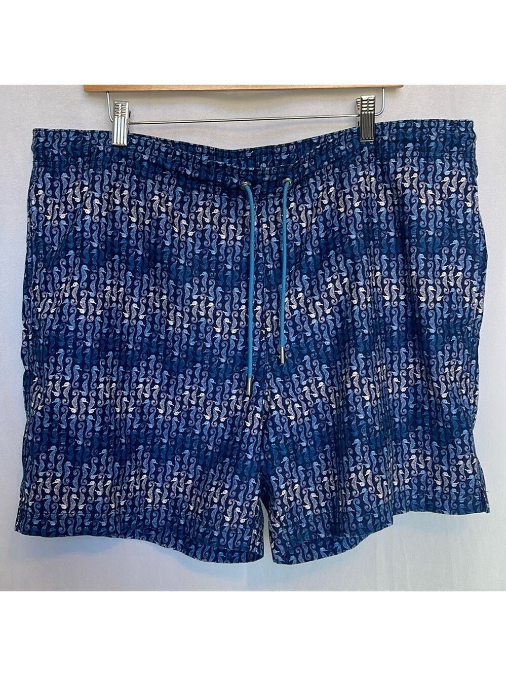 Land’s End Men's Swim Trunks Size L 36-38 Navy Seahorse Board Shorts Lined EUC